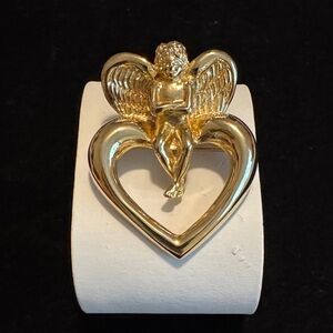 Givenchy Gold Angel Heart Brooch
